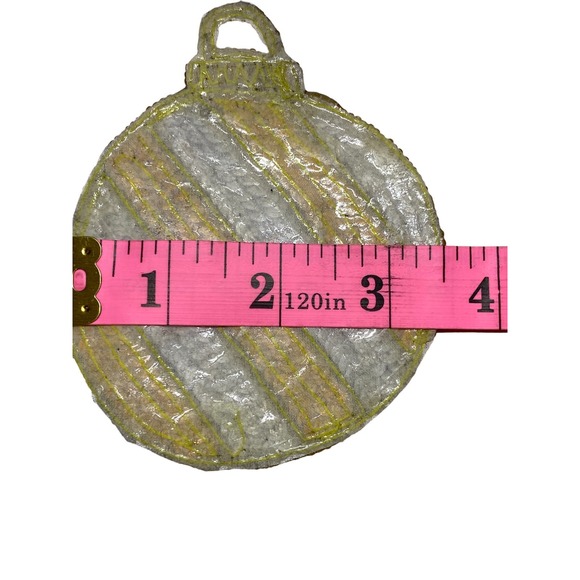 Vintage Sequined Beaded Christmas Round Ornament Hand Made Stockings, Garments - Picture 3 of 4